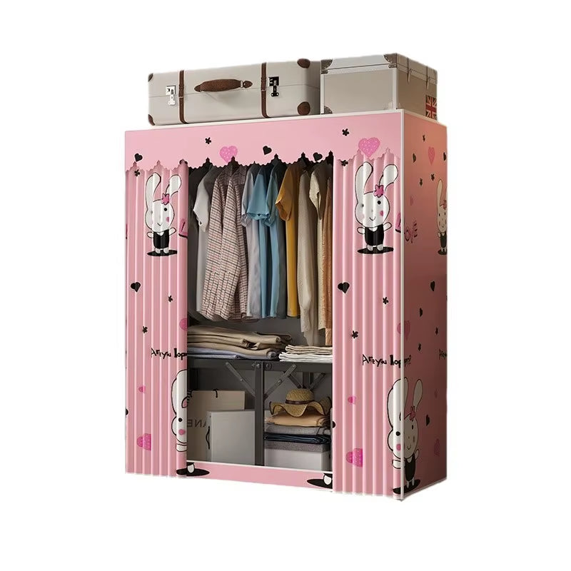Sturdy Frame Folding Clothes Wardrobe Durable Tool Free Assembly Portable Storage Closet Bedroom Apartment Rental Furniture