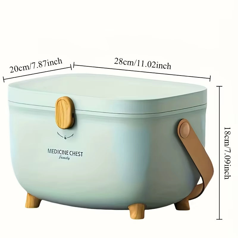 Large Capacity Multi Compartment Medicine Organizer Box Portable with Handle for Home Travel Nursing Homes Retro Design