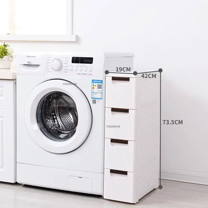 Modern Floor Drawer Type Cabinet Bathroom Storage Cabinet Plastic Narrow Multi-Layer Toilet Corner Large Capacity Storage Shelf