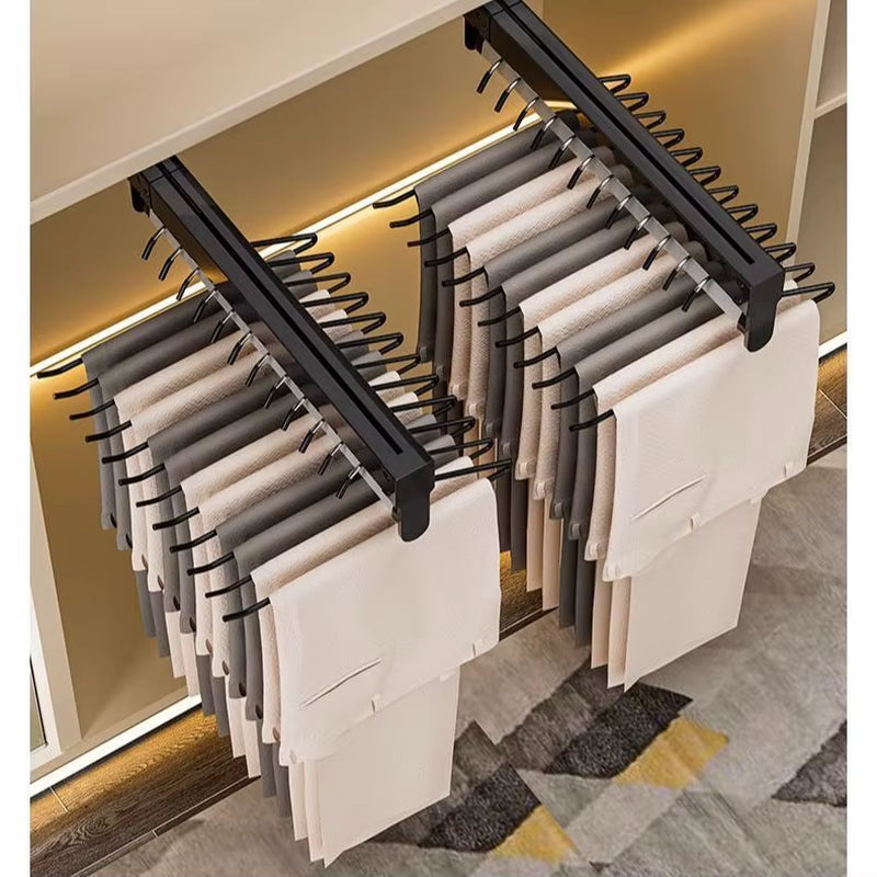 Closet Hanger Wardrobe Top Pull-Out Trouser Rack Household Trouser Slide Storage Multifunctional Telescopic Clothes Rack