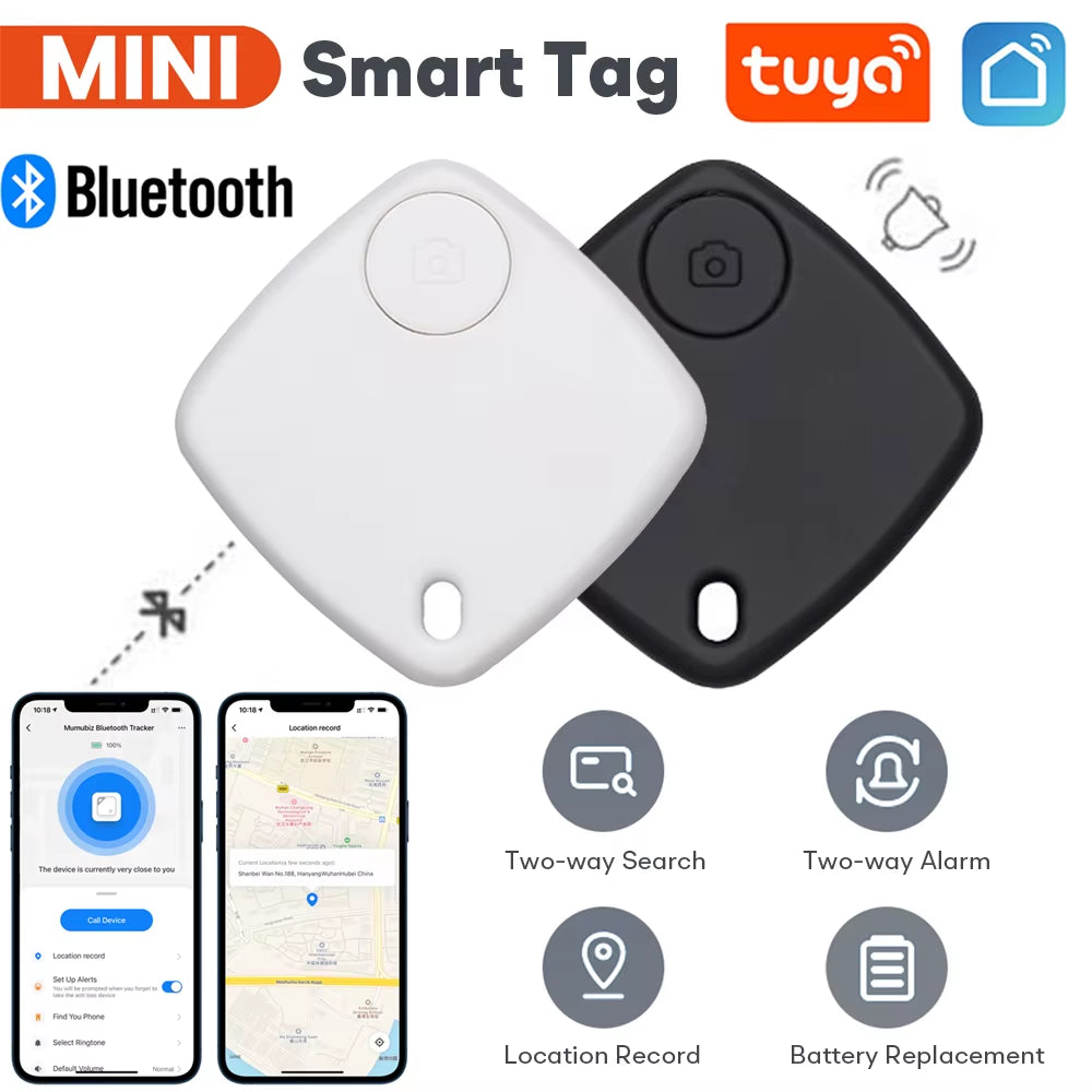 Tuya Smart Tag Anti-Lost Alarm Wireless Bluetooth Tracker Suitcase Key Pet Finder Phone Stuff Two-Way Search Location Record