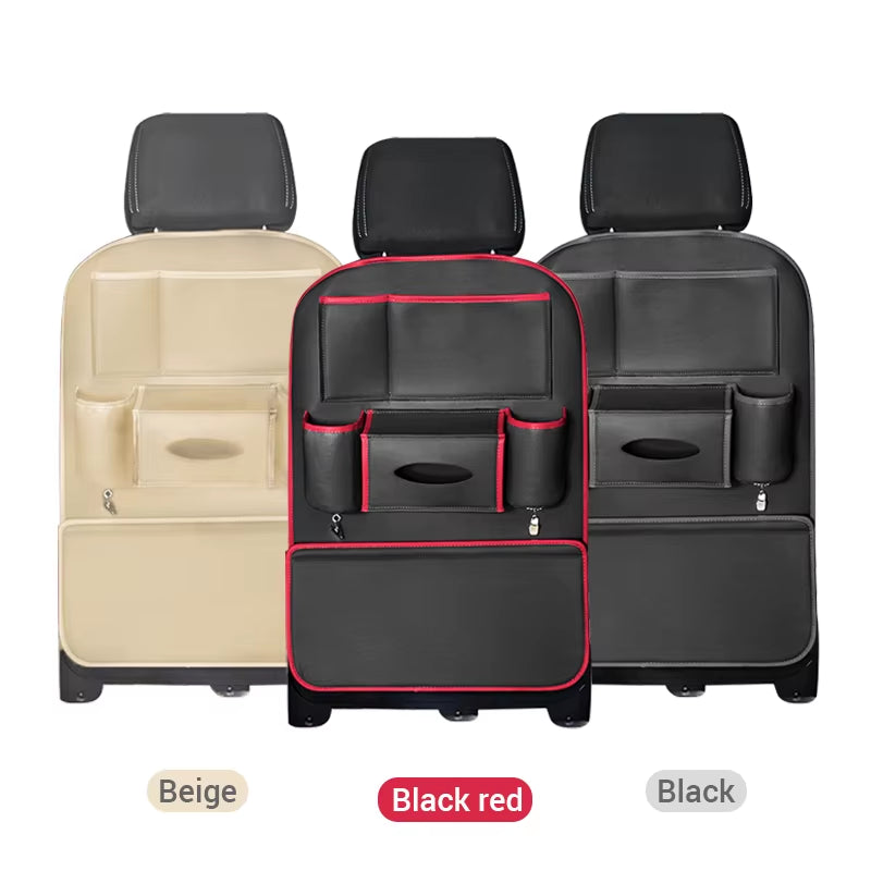Car Seat Back Organizer PU Leather Backseat Bag Multifunctional Car Storage Organizer with 6-Pocket for Travel Stowing Tidying