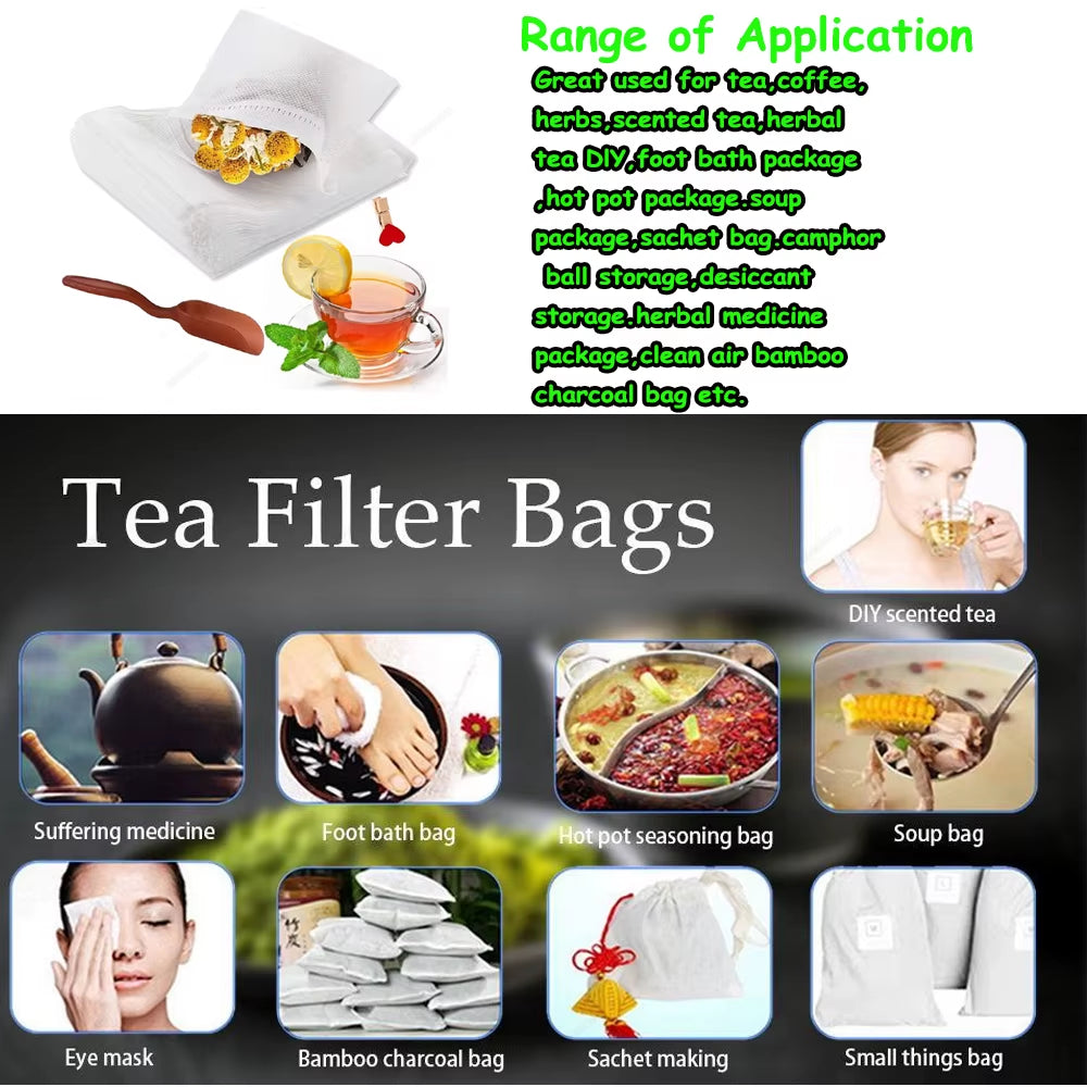 100-2000Pcs Disposable Tea Bags Filter Scented Tea Bags with String Heal Seal Paper for Kitchen Loose Leaf Tea Coffee Spice Herb