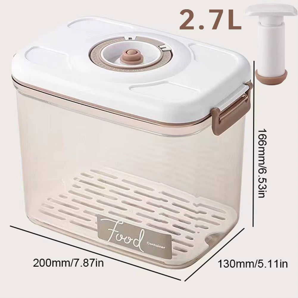 2.7/2.1/1.2L Vacuum Food Storage Box Vacuum Food Container with Time Compass & Air Pump Sealed Food Storage Box for Grains Rice