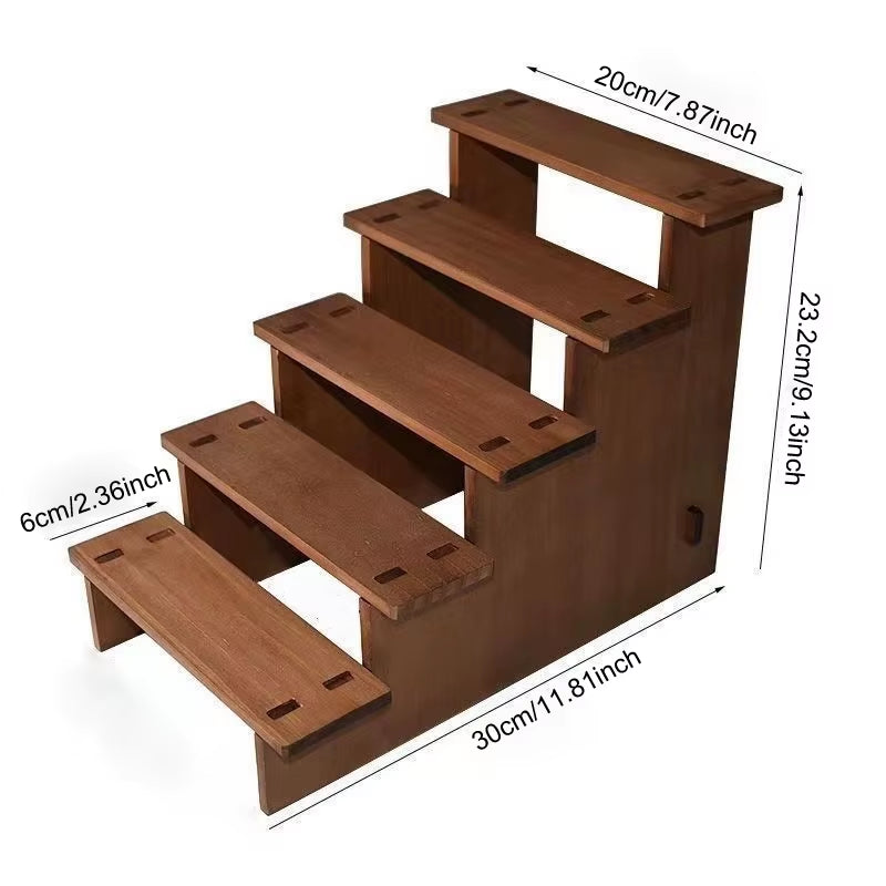 2/3/4/5 Layers Vintage Wood Display Stand Bracelet Hairpins Ring Jewelry Storage Rack Multifunctional Desktop Sundries Organzier