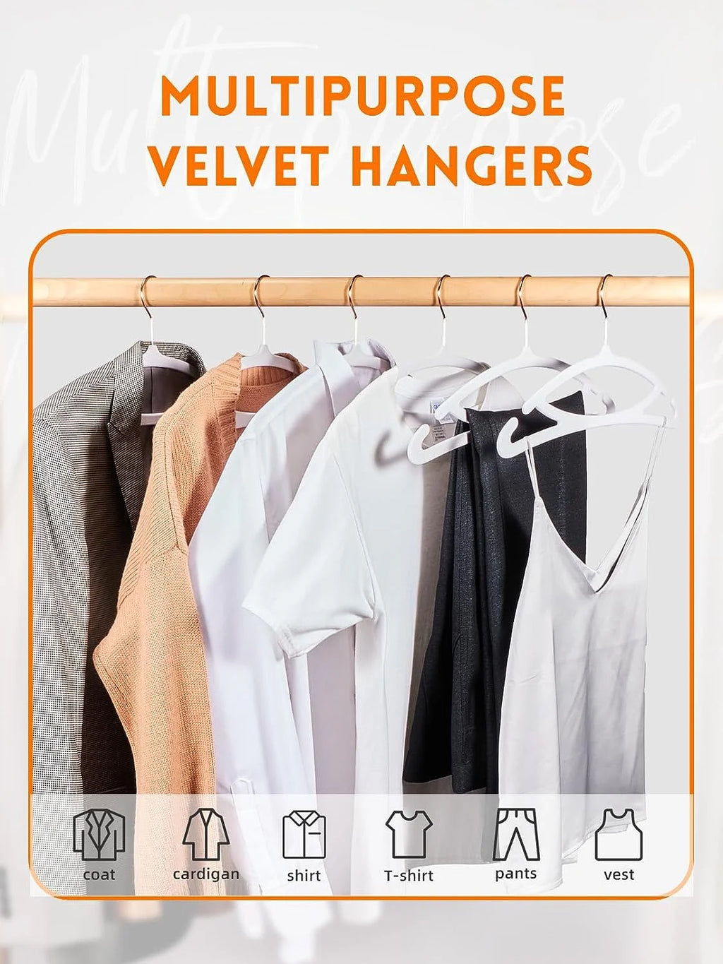 White Velvet Hangers 60 Pack, Luxury Felt Hangers Non Slip Clothes Hangers, No Shoulder Bump Focked Hanger