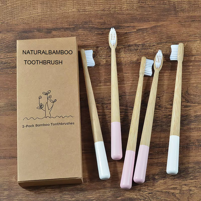 Bamboo Toothbrush 5Pack Adult Medium Bristles Eco Friendly Cepillo Dientes Bambu Oral Care Toothbrush Clareador De Dente Brushes