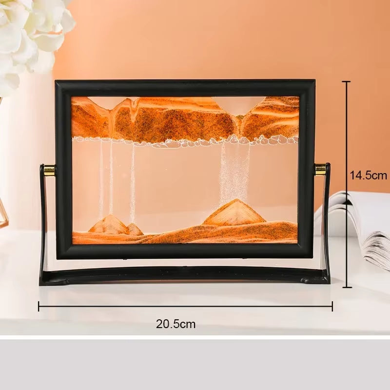 Rotatable Sandscape Moving Sand Art Picture Square Glass 3D in Motion Quicksand Hourglass Creative Flowing Sand Home Decor Gifts