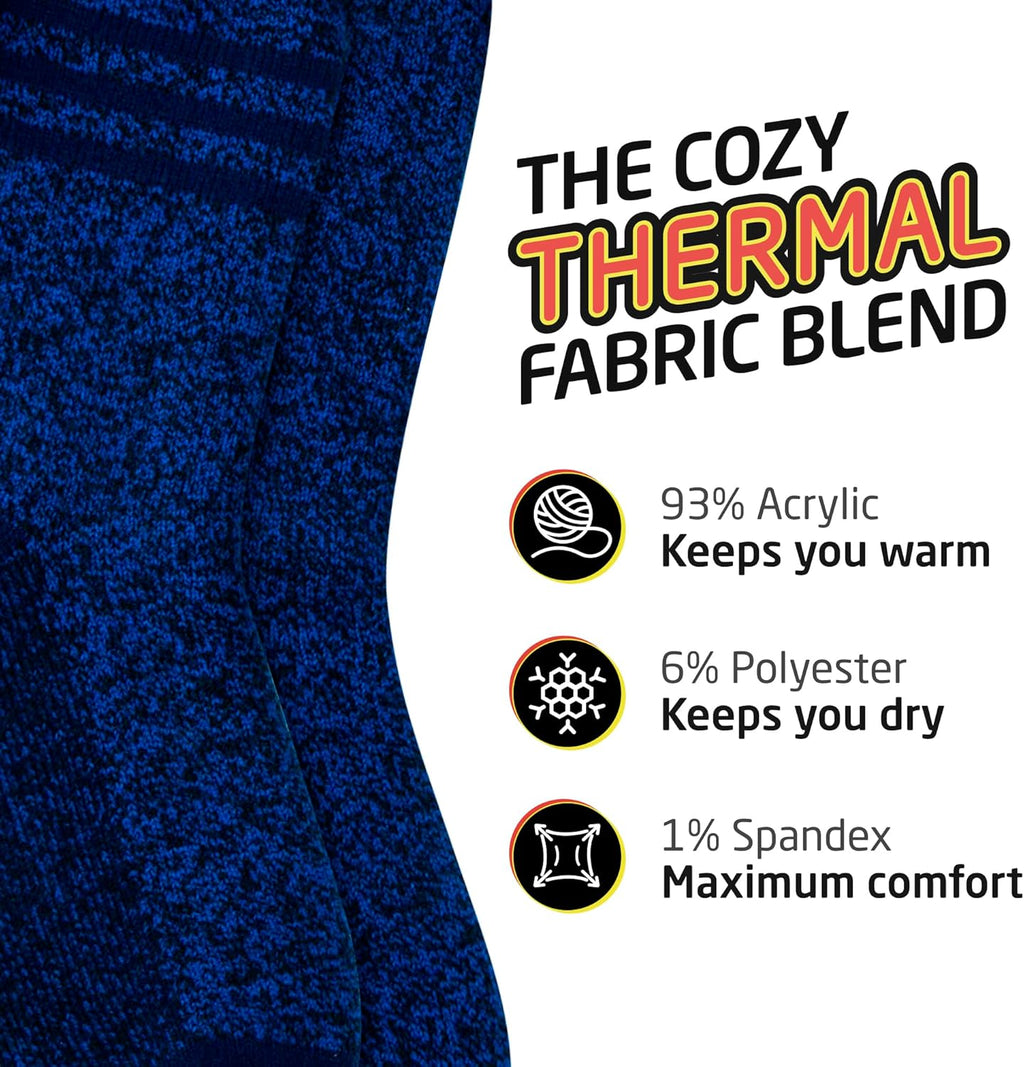 Thermal Socks for Men - Extreme Cold Weather, 2 Pack Thick Warm Socks, Winter Insulated, Size 6-12.5