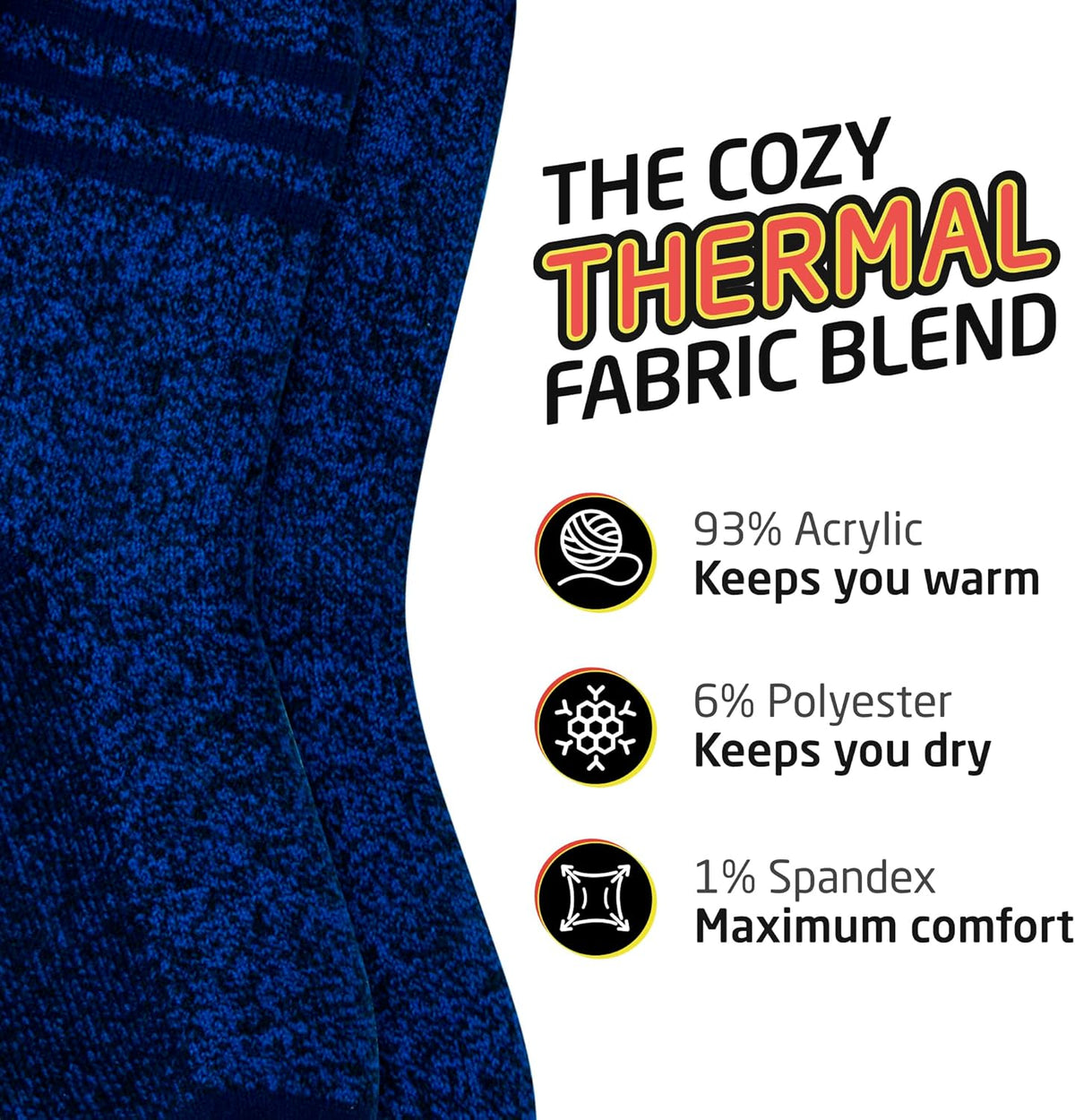 Thermal Socks for Men - Extreme Cold Weather, 2 Pack Thick Warm Socks, Winter Insulated, Size 6-12.5