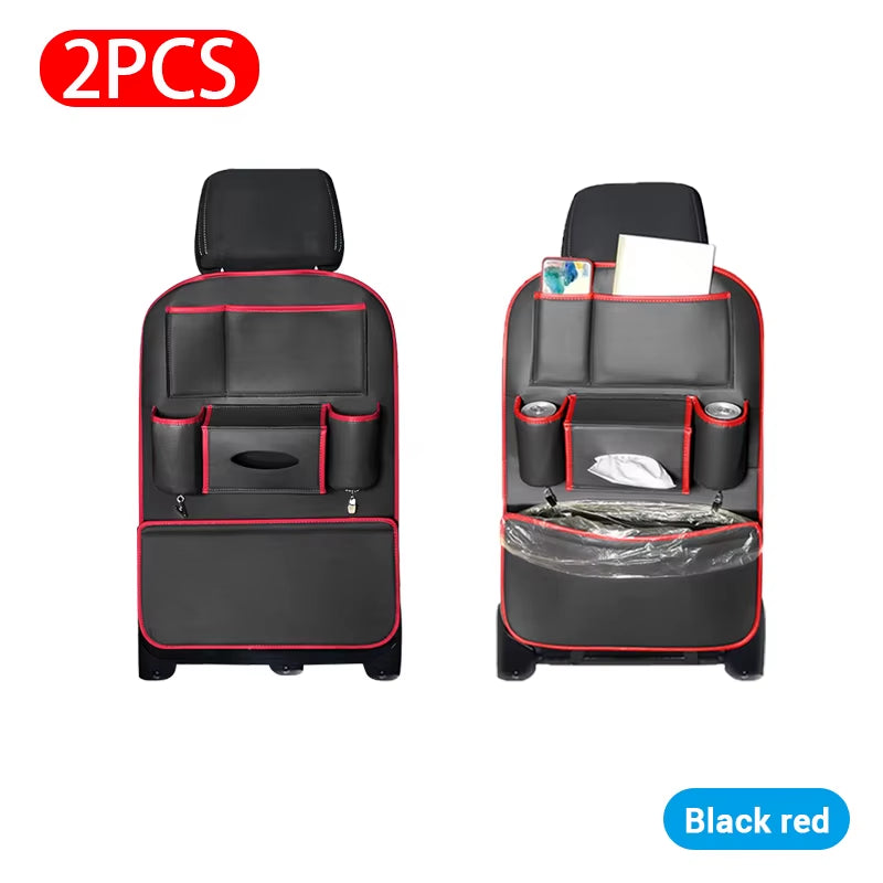 Car Seat Back Organizer PU Leather Backseat Bag Multifunctional Car Storage Organizer with 6-Pocket for Travel Stowing Tidying