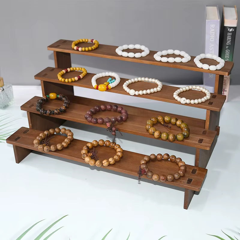 2/3/4/5 Layers Vintage Wood Display Stand Bracelet Hairpins Ring Jewelry Storage Rack Multifunctional Desktop Sundries Organzier