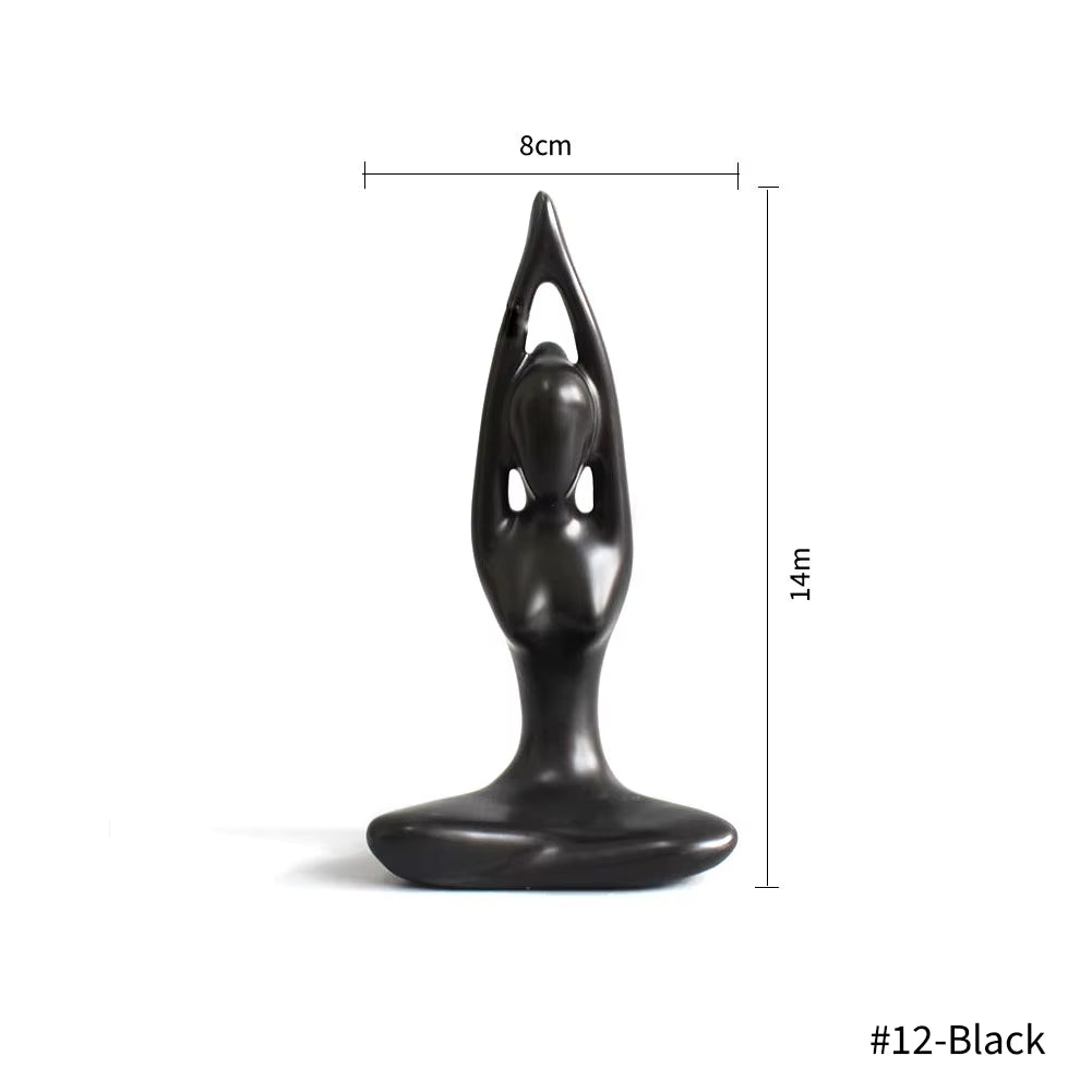 24 Styles Creative Abstract Art Ceramic Yoga Poses Sculptures Figurines Craft Yoga Lady Figure Studio Office Home Decor Ornament