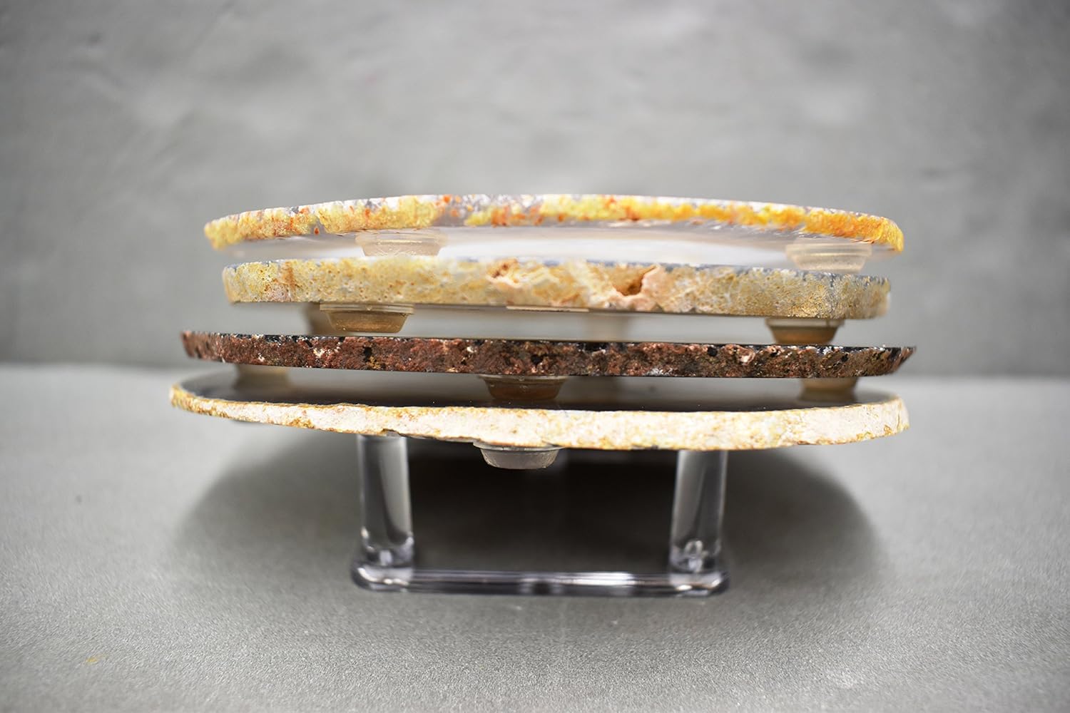 Purple Agate Stone Coasters - Set of 4, Polished Geode Drink Mats for Dining & Coffee Table & Kitchen Geode Decor Non-Toxic 4.5-5" Diameter