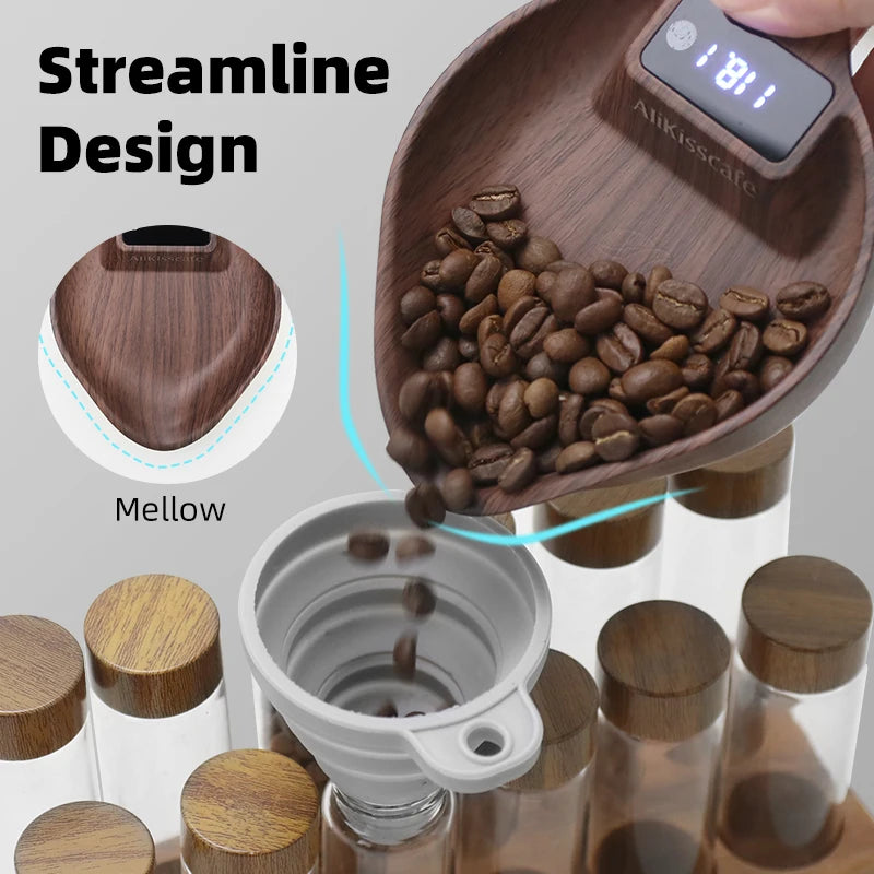 Coffee Scale Electronic Bean Measuring Scale ABS Espresso Weighing Display Tray Spray 0.1G Kitchen Barista Accessory