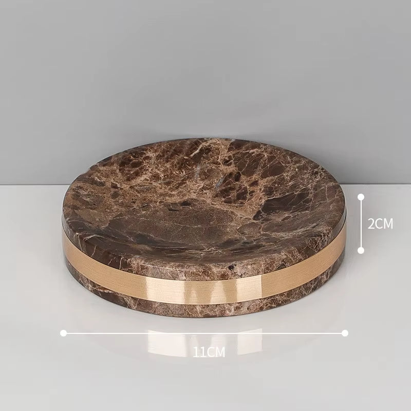 Emperador Dark Natural Marble Bathroom Set Luxury Stone Toothbrush Holder Tooth Mug Soap Dispenser Bathroom Accessories
