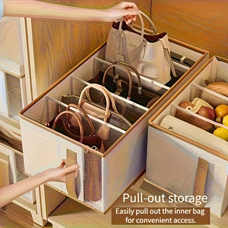 Large Capacity Handbag Organizer Box Multi-Purpose Open Top Storage Box Wardrobe Clothes Pants Storage Bins with Dividers