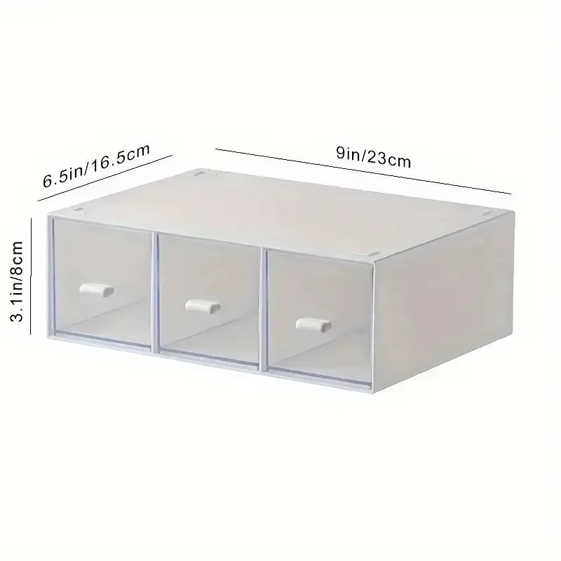 1Pc Desktop Storage Box Stackable Transparent Drawer Cosmetic Storage Box Office Stationery Sundries Basket Countertop Organizer