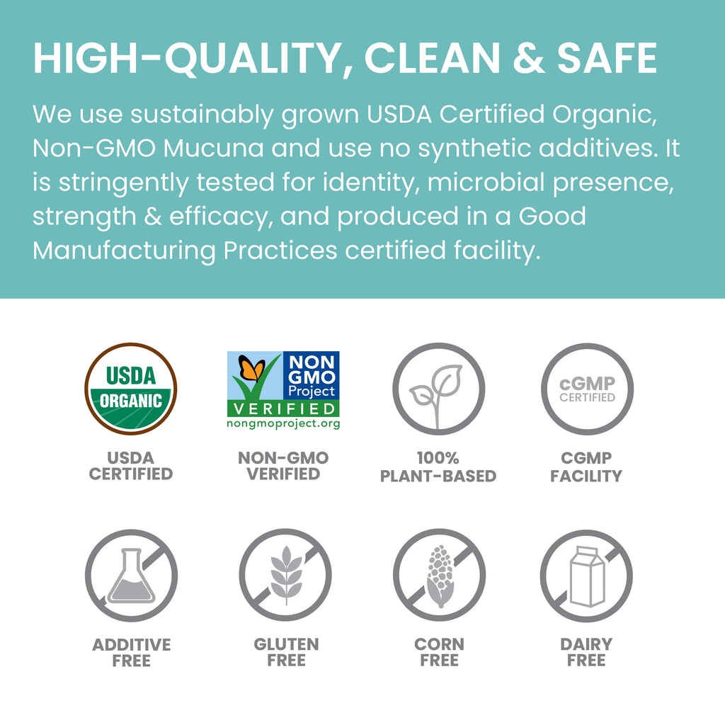 Organic Mucuna/Pruriens Supplement, Supports Relaxation, Tension Relief, 60 Caplets