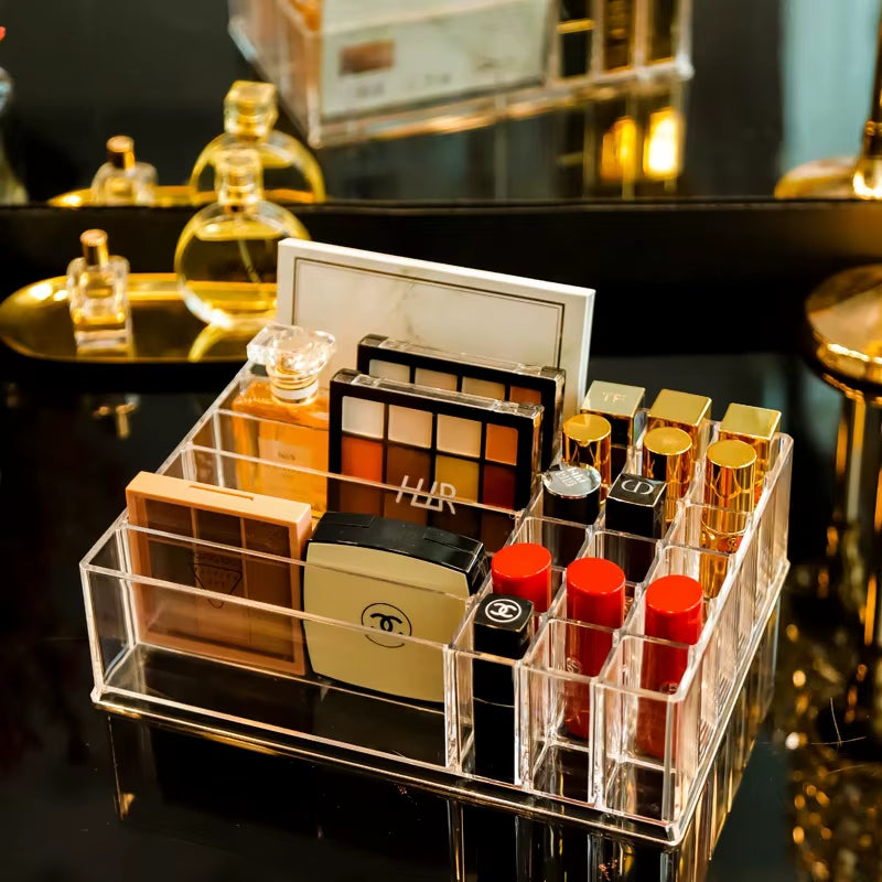 Large 8Girds Makeup Holder Eyeshadow Palette Storage Organizer Cosmetic Case 2In1 Desktop Drawer Storage Box Lipstick Holder