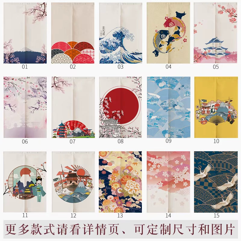 Japanese Ukiyo-E Linen Door Curtain Noren Bedroom Kitchen Curtains Home Entrance Decoration Customizable Curtain