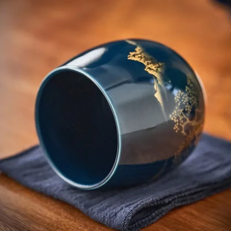 180Ml Japanese Ceramic Tea Cup, Jilan, Minimalist Master Cup, Large Black Glaze, Household Kung Fu Tea Set, Single Cup, Tea Cup