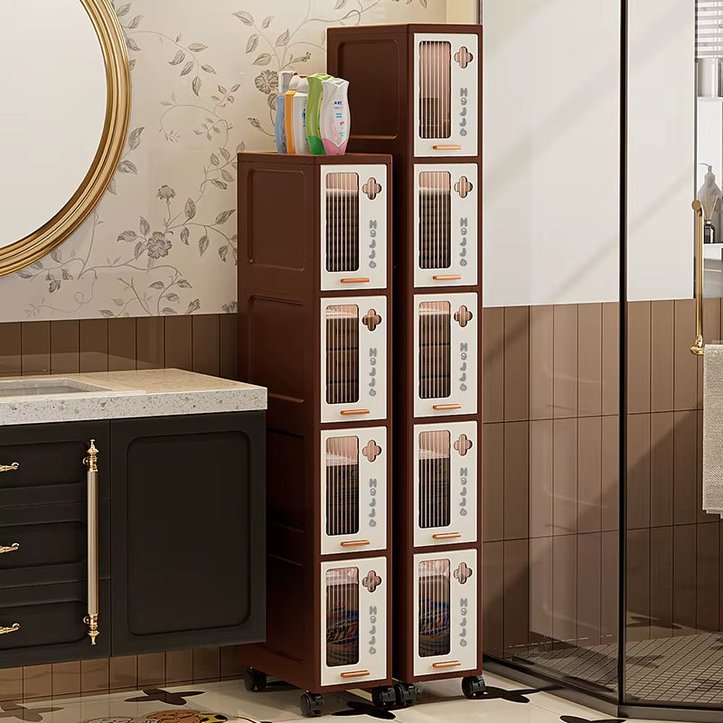 15/20Cm Slim Vintage Storage Cart, Mobile Narrow Cabinet with Drawers,Multi-Purpose Organizer for Kitchen/Bathroom/Living Room