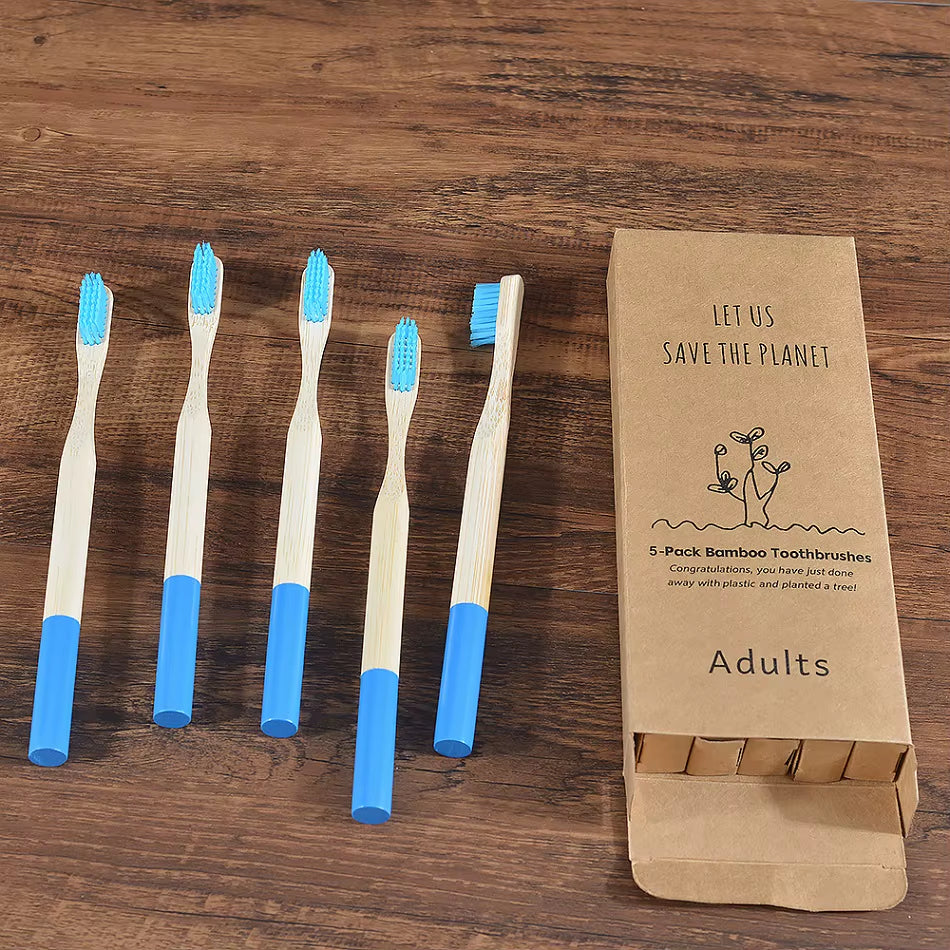 Bamboo Toothbrush 5Pack Adult Medium Bristles Eco Friendly Cepillo Dientes Bambu Oral Care Toothbrush Clareador De Dente Brushes
