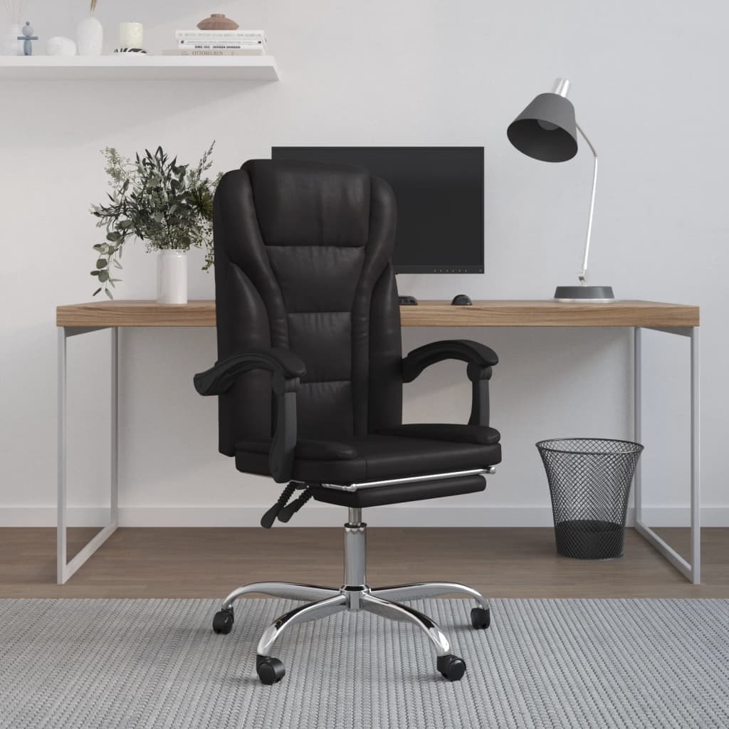 NNEVL Reclining Office Chair Black Faux Leather-0