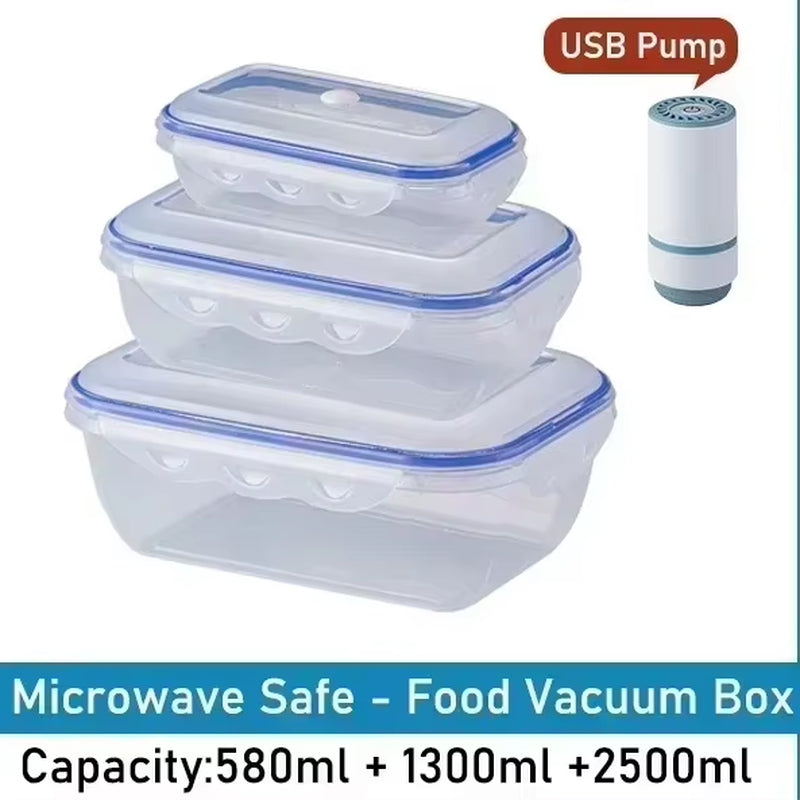 Vacuum Food Storage Box Transparent Storage Container Fridge Organizer Microwave Safe Fresh-Keeping Sealing Box Food Dispenser