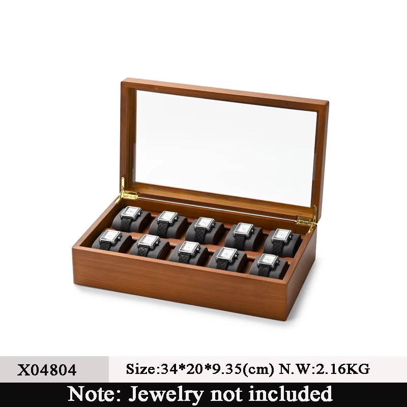 10 Grids Solid Wood Jewelry Organizer Box Watch Holder Storage Case Watch Display Box for Man Women Regalos Para Hombre