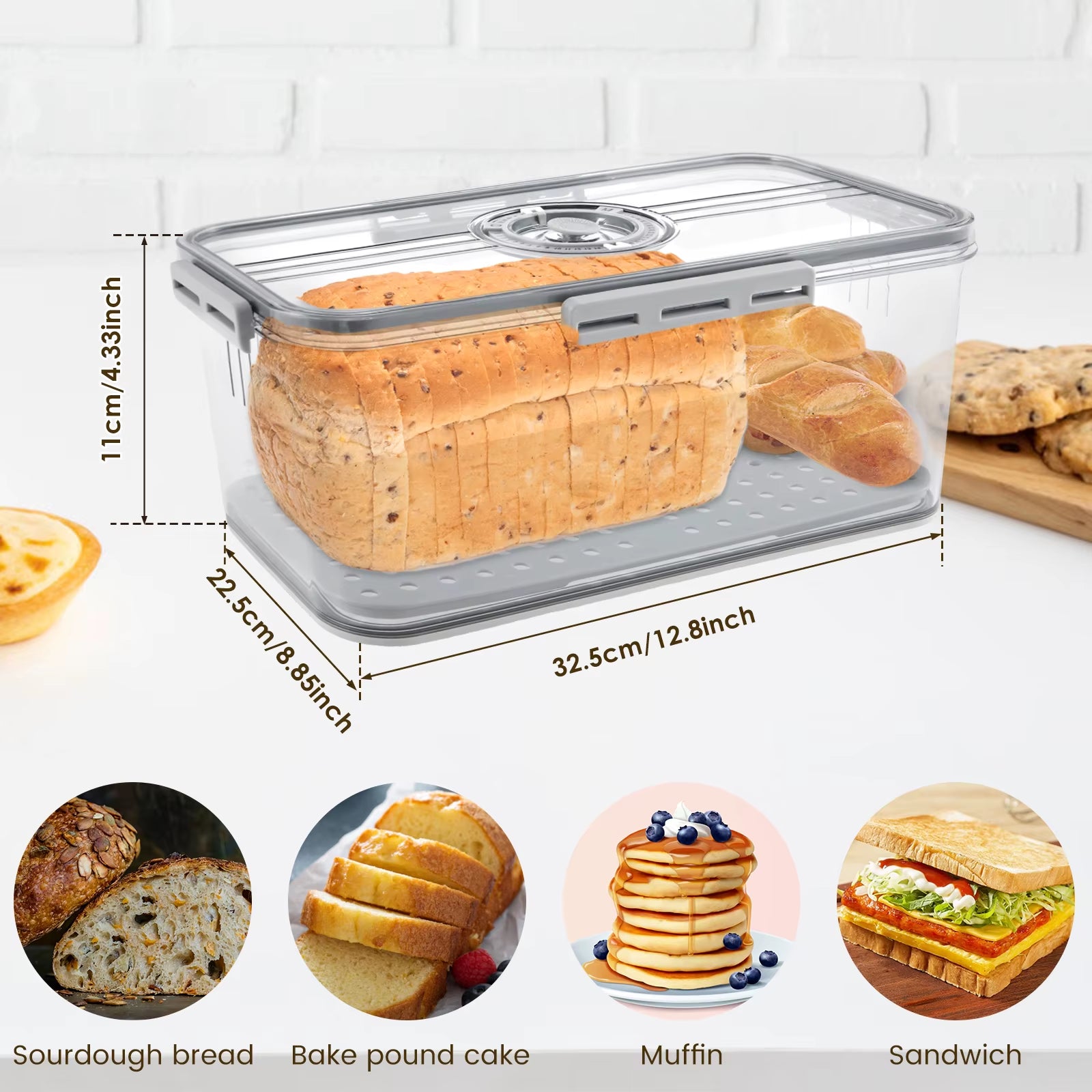 Bread Preservation Box Sealing Bread Toast Storage Container Kitchen Food Keep Fresh Organizer with Snap Time Recording