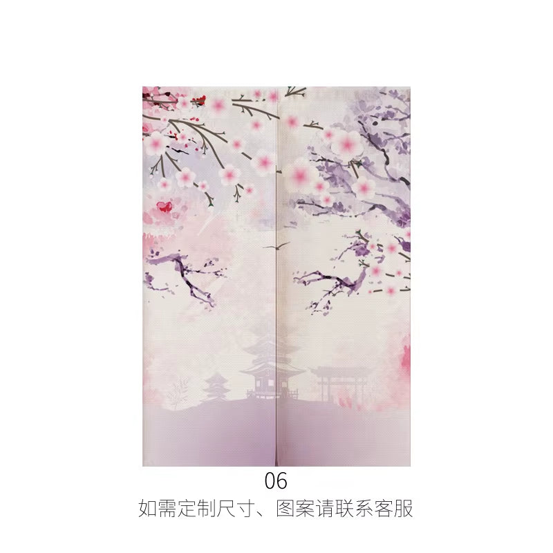 Japanese Ukiyo-E Linen Door Curtain Noren Bedroom Kitchen Curtains Home Entrance Decoration Customizable Curtain