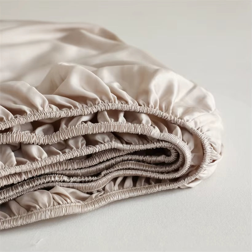 23Mm Mulberry Silk Fitted Sheets 100% 23 Momme Natural Silk Bed Sheet Luxury Smooth Mattress Cover Breathable Soft Bedding Sheet