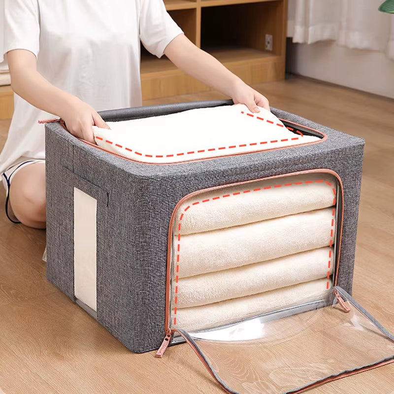 Large Quilt Storage Bag Foldable Storage Organizers Clothes Blanket Organizer Box Dust-Proof Wardrobe Clothes Cabinet Organizer