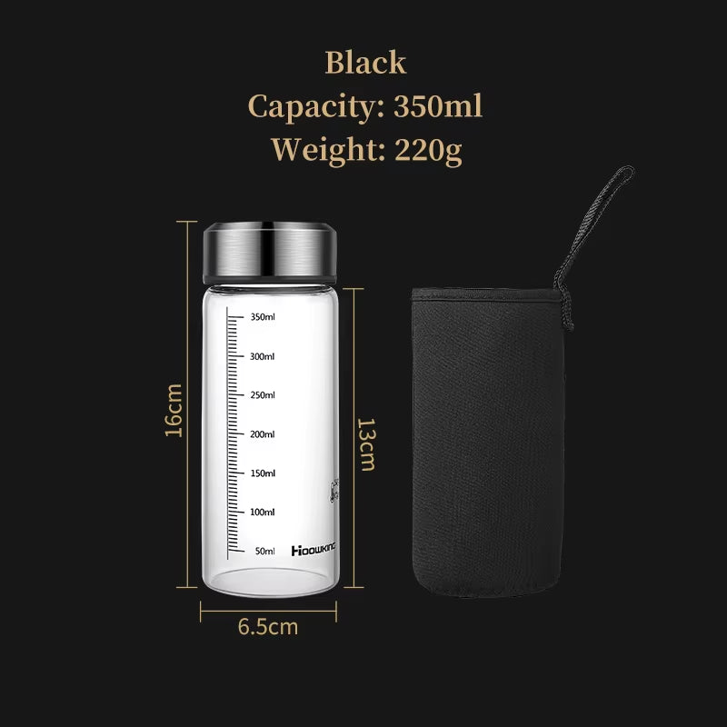 Portable Glass Water Bottle Hot Milk Bottle Graduated Cup with Lid Refrigerated Milk Tea Cup Outdoor Sports Water Bottle