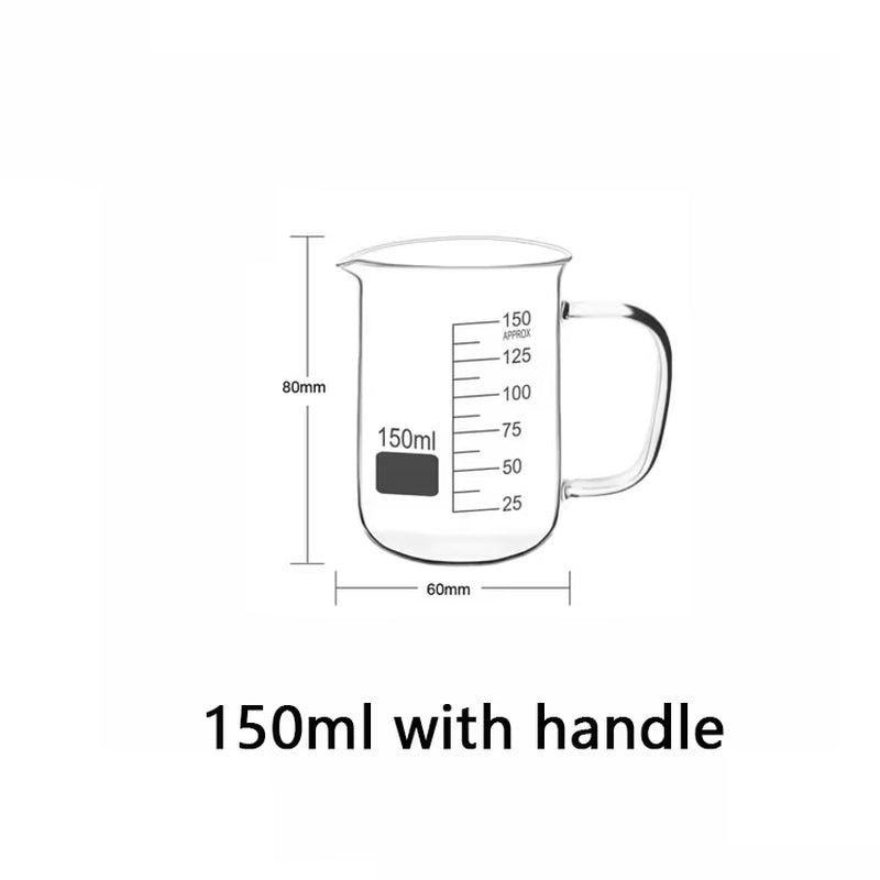 50~1000Ml with Handle Measuring Cup High Borosilicate Glass Clear Scale Cup Laboratory Beaker Kitchen Baking Measuring Mug