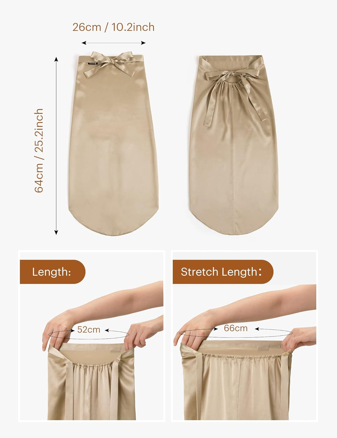 Mulberry Silk Sleep Cap 100% 19 Momme Long Silk Bonnet for Curly Hair, Night Cap for Sleeping, Silk Hair Wrap for Women Coffee