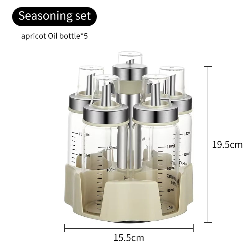 Rotating Seasoning Bottle Set, Kitchen Storage Bottle, Spice Jar Rack, Olive Oil Bottle Set, Pepper Bottle Set, Salt Bottle Set
