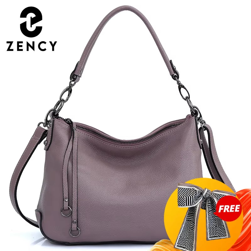 Genuine Leather Bag for Women Simple Classic Handbag Hobo Bag Vintage Grey Shoulder Tote Cowhide Crossbody Bag Mom'S Gift