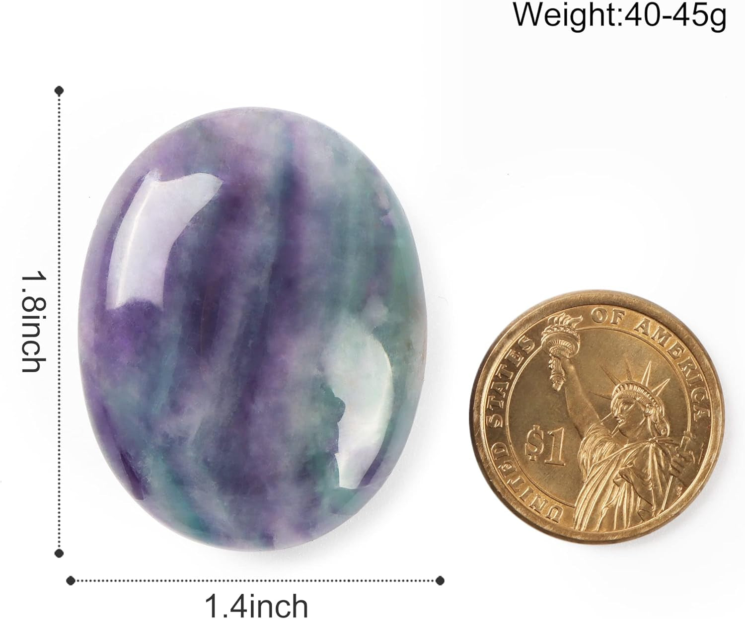 1.8 Inch Rainbow Fluorite Thumb Worry Stones for Anxiety, Crystals and Healing Stones for Relief Meditation Yoga Spiritual Reiki Positvity, Palm Polished Stones Pocket Gemstone