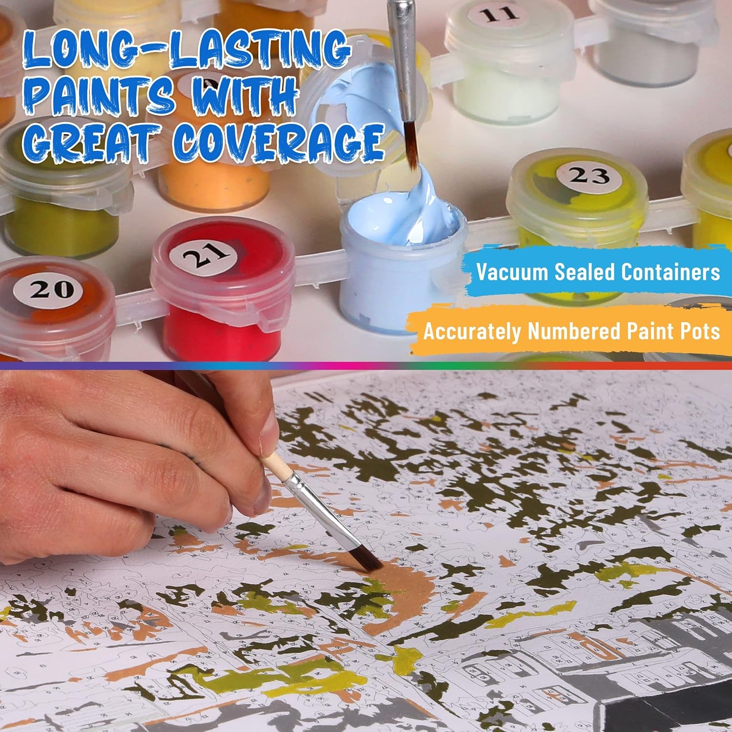 DIY Paint by Numbers Kit for Adults Unframed Canvas: Beginner to Advanced Paint by Numbers Kit Kits Include Acrylic Paint Set Brushes & Tabletop Easel (Mountain Village 16"X 20" Unframed)