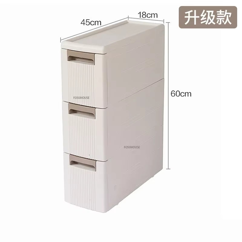 Modern Floor Drawer Type Cabinet Bathroom Storage Cabinet Plastic Narrow Multi-Layer Toilet Corner Large Capacity Storage Shelf