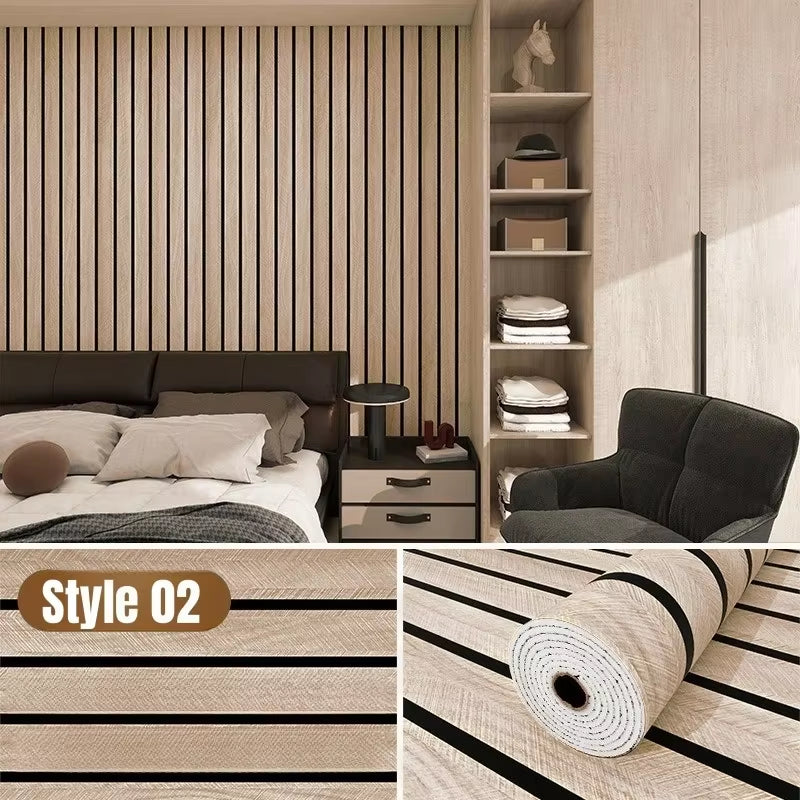 Thick Wood Grain Self-Adhesive Wall Sticker Waterproof for Home Decortion Peel and Stick Foam Wallpaper Bedroom Living Room