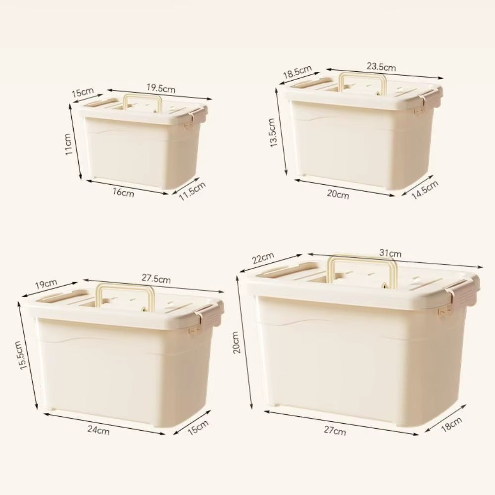 Large Capacity Durable Household Storage Box Waterproof Dustproof Household Organizer with Handle Multifunction Storage Cabinet