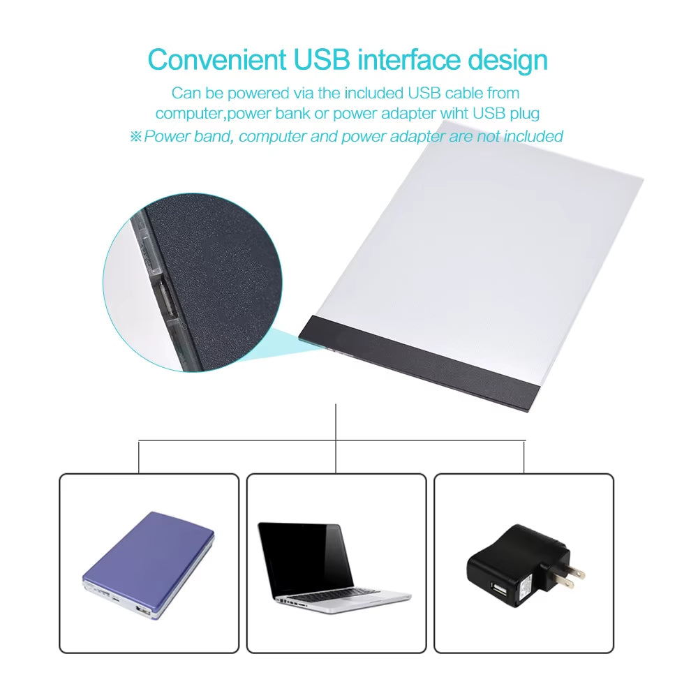 New A4 Digital USB Drawing Board LED Graphic Pad Light Box Tracing Copy Board Electronic Art Writing Painting Table Pad