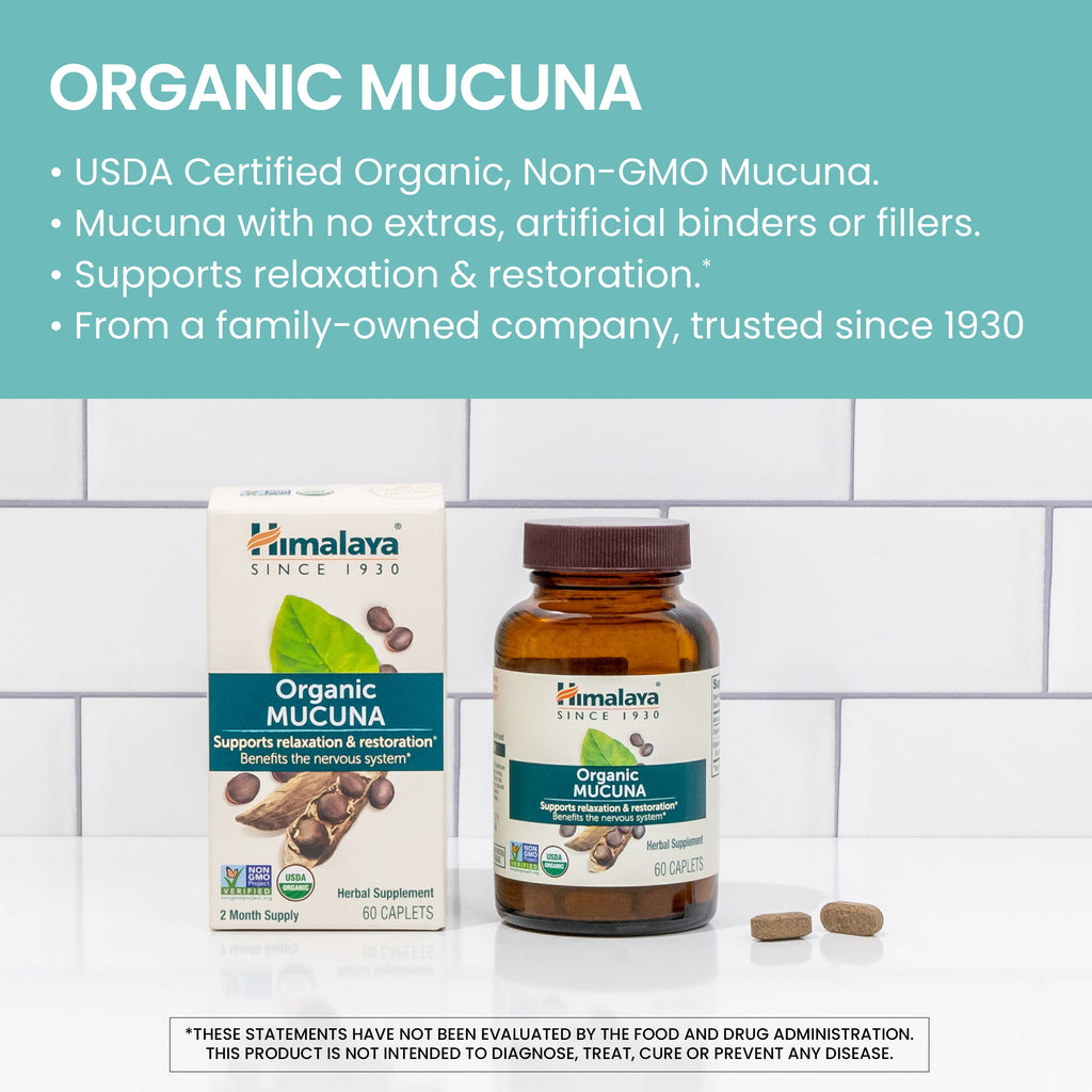 Organic Mucuna/Pruriens Supplement, Supports Relaxation, Tension Relief, 60 Caplets