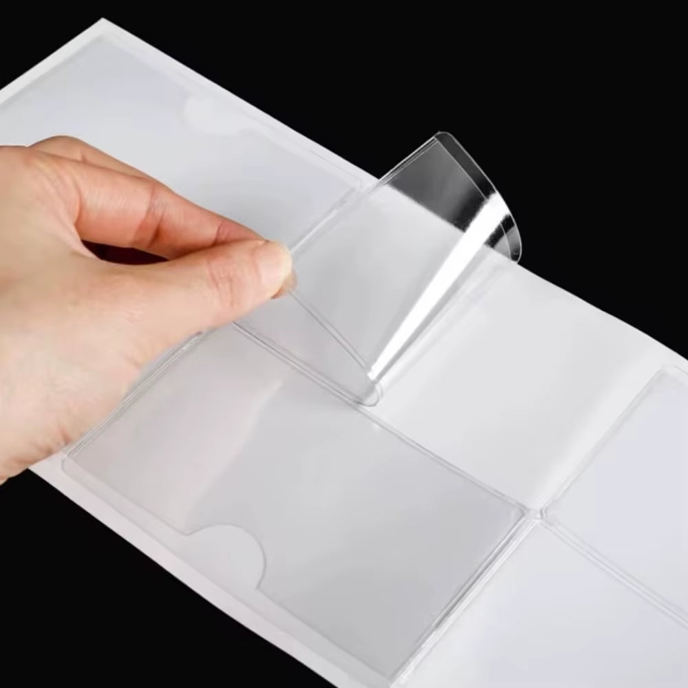 10PCS Adhesive Vinyl Pouch Tag PVC Envelope Self-Adhesive Sign Holder Ticket Sleeves Plastic Price Card Label Nameplate Pockets