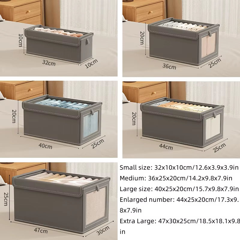 1Pc Foldable Clothes Storage Box Canvas Storage Box Thickened Household Dustproof Storage Box with Cover with Transparent Window