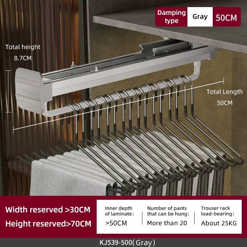Top Mount Wardrobe Hanger Pulling Out Hangers Extendable Clothes Rail Adjustable Wardrobe Telescopic Rail Rack Trouser Organiser